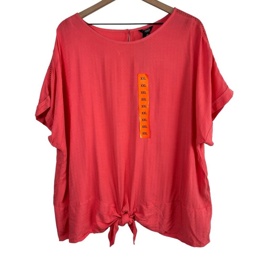 BUFFALO DAVID BITTON XXL PINK SHORT SLEEVE WOMEN BLOUSE BRAND NEW WITH TAGS